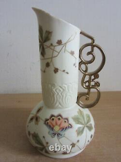Antique Art Nouveau IMPERIAL Austrian Pottery vase pitcher with flowers 11.5