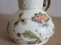 Antique Art Nouveau IMPERIAL Austrian Pottery vase pitcher with flowers 11.5
