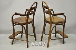 Antique Art Nouveau Thonet Style Austrian Bentwood Counter Stool Chairs a Pair