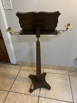 Antique Art Wood Music Stand With Candle Holders