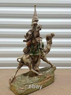 Antique Austrian Amphora Porcelain Orientalist Porcelain Statue, 18.5 high