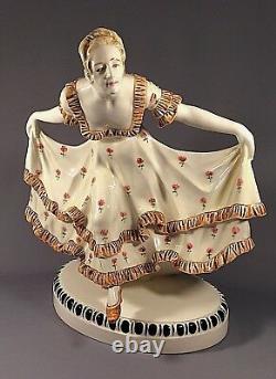 Antique Austrian Art Nouveau Johanna Meier Dancer Signed Sculpture