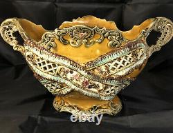 Antique Austrian Art Nouveau Palissy Vase c. 1880+ #bES
