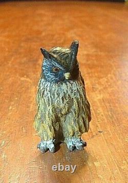 Antique Austrian Cold Cast Painted Bronze Owl