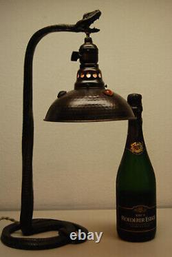 Antique Austrian French Bronze Art Nouveau Deco Secession Old Snake Dragon Lamp