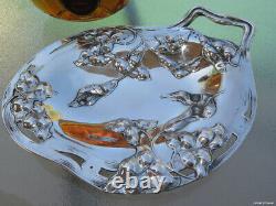 Antique Austrian Hungarian footed DISH BOWL TRAY ART NOUVEAU STERLING SILVER OLD