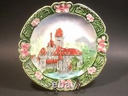 Antique Austrian Majolica Art Nouveau Castle Wall Plate