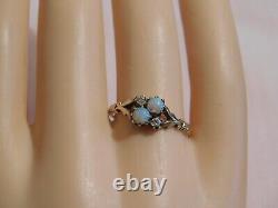 Antique Austrian Opal Diamond 10K Gold Ring