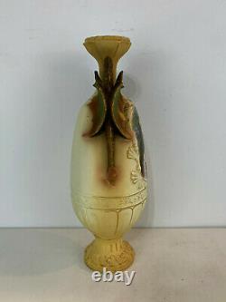 Antique Austrian Robert Hanke Royal Wettina Pottery Portrait Vase Dragon Handles