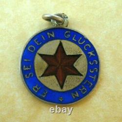 Antique Austrian Silver Enamel This Be Your Lucky Star Charm Pendant
