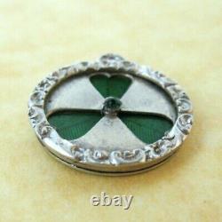 Antique Austrian Silver Movable Clover Rebus Charm Enamel Be Good to My Heart