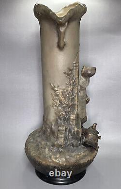 Antique Austrian Terracotta Johann Maresch Figural Vase Primitive Art Nouveau