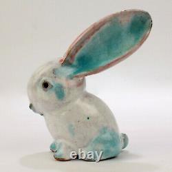 Antique Austrian Terracotta Pottery Rabbit Figurine by Walter Bosse for Kufstein