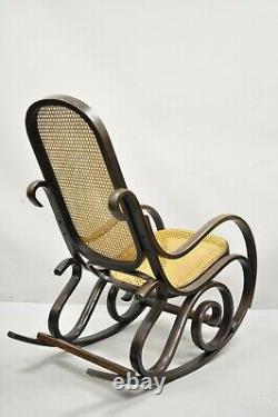 Antique Austrian Thonet Bentwood and Cane Rocker Rocking Chair