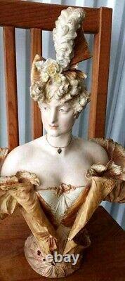 Antique Austrian Turn Leplitz Style Woman Sculpture, 16 H