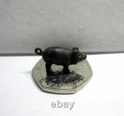 Antique Austrian, Vienna Miniature COLD PAINTED BRONZE SCULPTURE of a BLACK PIG