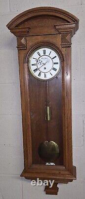Antique Austrian Vienna Regulator Wall Clock Weight Driven W. Bauer Wien Working