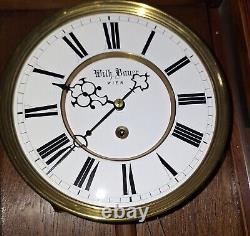 Antique Austrian Vienna Regulator Wall Clock Weight Driven W. Bauer Wien Working