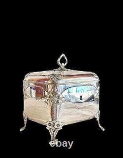 Antique Austrian Vienna Silver Jewlery Sugar Box Art Nouveau Gold Gilded Signed