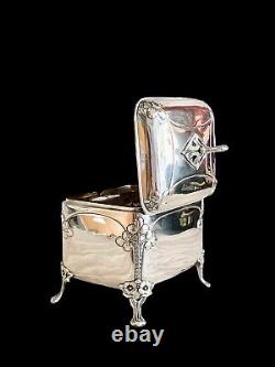 Antique Austrian Vienna Silver Jewlery Sugar Box Art Nouveau Gold Gilded Signed