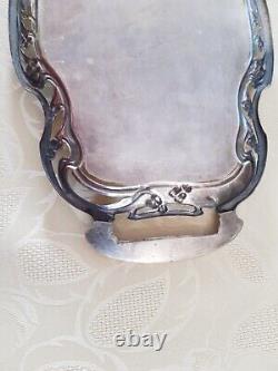 Antique Austrian WMF Jugendstil Art Nouveau silvered Brass Service Tray c. 1900