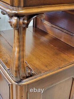 Antique Austrian Walnut and Black Marble Top Nightstands a Pair