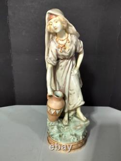 Antique Austrian Water Woman Porcelain Statue, 12 high