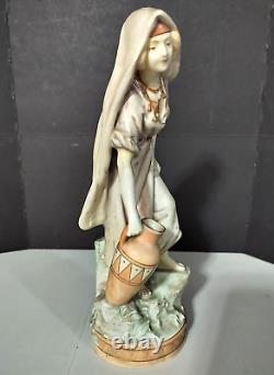 Antique Austrian Water Woman Porcelain Statue, 12 high
