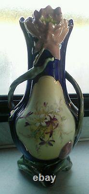 Antique Austrian amphora Majolica Art Nouveau vase