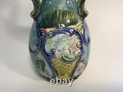 Antique Bohemian Majolica Art Nouveau / Jugendstil Vase Made in Austria c. 1880s