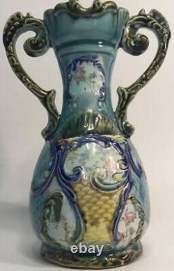 Antique Bohemian Majolica Art Nouveau / Jugendstil Vase Made in Austria c. 1880s