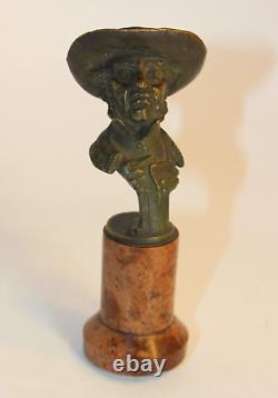 Antique Carl Kauba Austrian Bronze Bust Man with Hat Sculpture on Marble Signed