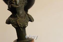 Antique Carl Kauba Austrian Bronze Bust Man with Hat Sculpture on Marble Signed