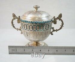 Antique Collectible German Military WMF Fruit Bowl Cup Original Blue Glass 1920s