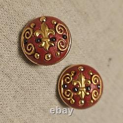Antique Eduardian Austrian OM Fleur-de-lis Clip-on Earrings Set