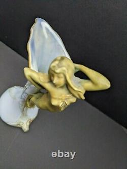 Antique Ernst Wahliss Amorpha Art Nouveau Vase Ewer with Gold Nude / Maiden