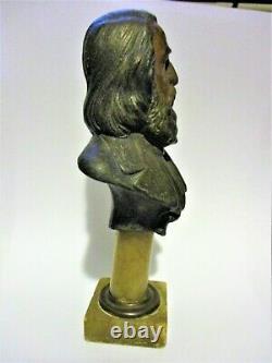 Antique Franz Iffland Bronze Bust Figural 19c Base Column 6 Persian Green Onyx