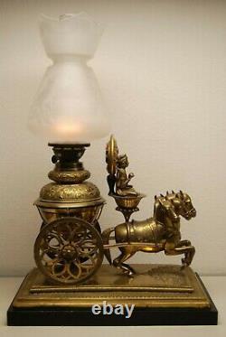 Antique French Austrian Bronze Art Nouveau Buddha Chinoiserie Kerosene Oil Lamp