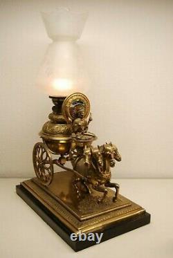 Antique French Austrian Bronze Art Nouveau Buddha Chinoiserie Kerosene Oil Lamp