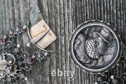 Antique Georg Adam Scheid Renaissance Revival Silver & Natural Garnet Necklace