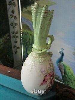 Antique German Austrian Art Nouveau Ceramic Flower Vase Dragon Handle 14