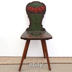 Antique German/Austrian Art Nouveau Painted Pine Floral Hall Side Chair c. 1905