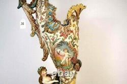 Antique Huge EICHWALD Austrian Art Nouveau Majolica Pitcher, XIX C