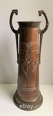 Antique Jugendstil Art Nouveau Brass Copper Vase Germany Circa 1900
