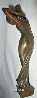 Antique P. Tereszczuk Austrian Bronze Lady Vase Art Statue Sculpture Tray Holder