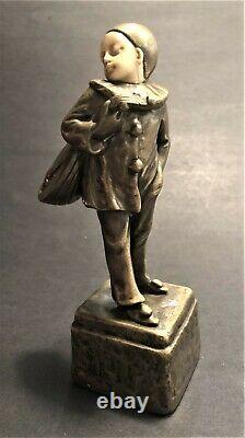 Antique Peter Tereszczuk (Austrian/Ukrainian) Bronze Pierrot with Lute
