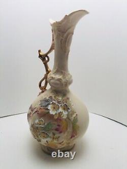 Antique Robert Hanke Rh Austria Art Nouveau Floral Ewer Porcelain Vase Gold