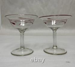 Antique Set Of 4 Von Poschinger Art Nouveau Threaded Glass Cordials Cups