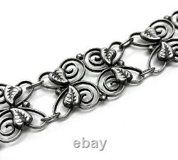Antique Signed 20s Austrian 800 Silver Art Nouveau Secessionist Panel Bracelet
