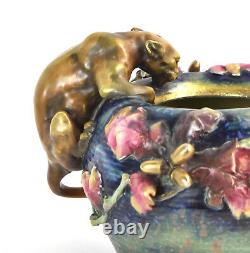 Antique Stellmacher Amphora The Panther Vase Austrian Bohemian Art Pottery
